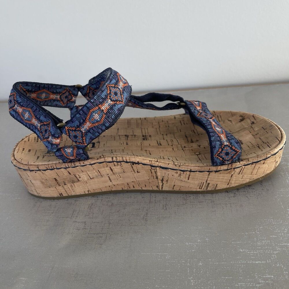 BORN Sirena Cork Platform Slingback Sandals Size 7M Hippie Festival Y2K Boho - Picture 7 of 11